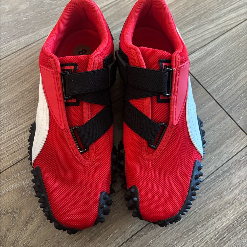 PUMA Mostro OG prime 
red and White Athletic Spike Shoes with Black Straps